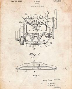 PP220-Vintage Parchment Model A Ford Pickup Truck Engine Poster