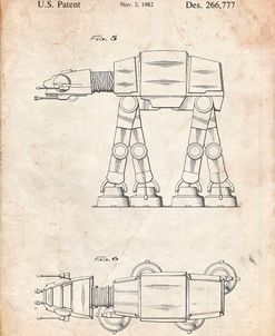 PP224-Vintage Parchment Star Wars AT-AT Imperial Walker Patent Poster