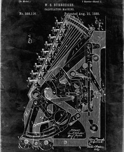 PP226-Black Grunge Burroughs Adding Machine Patent Poster