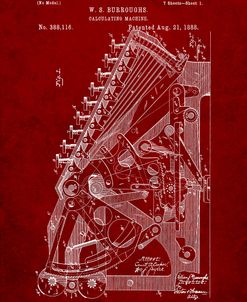 PP226-Burgundy Burroughs Adding Machine Patent Poster