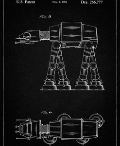 PP224-Vintage Black Star Wars AT-AT Imperial Walker Patent Poster