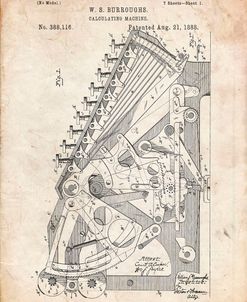 PP226-Vintage Parchment Burroughs Adding Machine Patent Poster