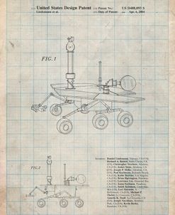 PP227-Antique Grid Parchment Mars Rover Patent Poster