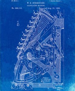 PP226-Faded Blueprint Burroughs Adding Machine Patent Poster