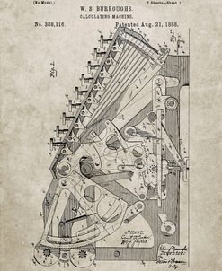 PP226-Sandstone Burroughs Adding Machine Patent Poster