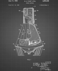PP229-Black Grid NASA Space Capsule 1959 Patent Poster