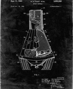 PP229-Black Grunge NASA Space Capsule 1959 Patent Poster