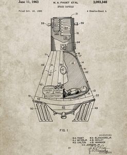 PP229-Sandstone NASA Space Capsule 1959 Patent Poster