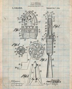 PP230-Antique Grid Parchment Robert Goddard Rocket Patent Poster