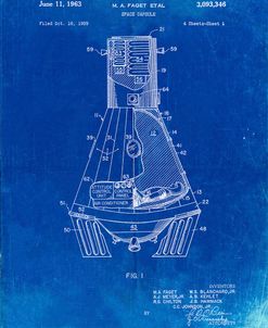 PP229-Faded Blueprint NASA Space Capsule 1959 Patent Poster