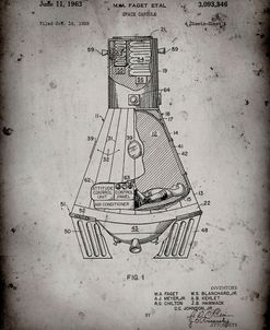 PP229-Faded Grey NASA Space Capsule 1959 Patent Poster
