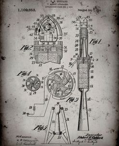 PP230-Faded Grey Robert Goddard Rocket Patent Poster