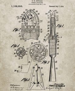 PP230-Sandstone Robert Goddard Rocket Patent Poster