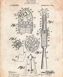 PP230-Vintage Parchment Robert Goddard Rocket Patent Poster