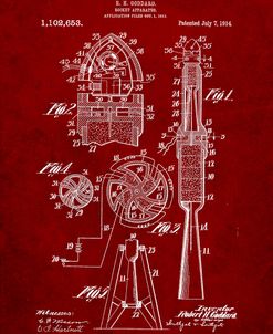PP230-Burgundy Robert Goddard Rocket Patent Poster
