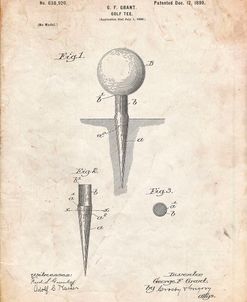 PP237-Vintage Parchment Vintage Golf Tee 1899 Patent Poster