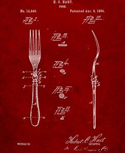 PP238-Burgundy Fork Patent Poster
