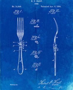PP238-Faded Blueprint Fork Patent Poster