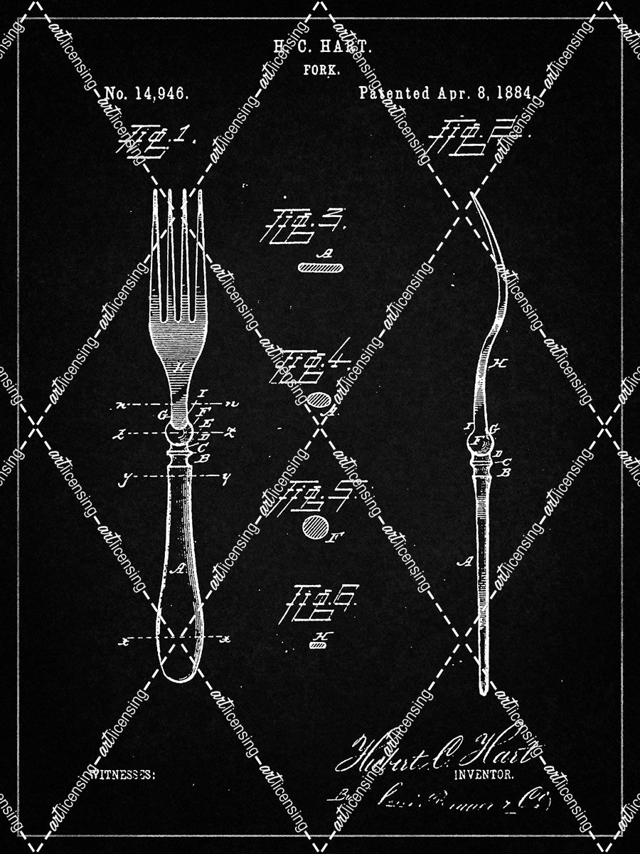 PP238-Vintage Black Fork Patent Poster