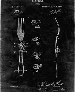 PP238-Black Grunge Fork Patent Poster