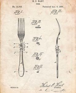 PP238-Vintage Parchment Fork Patent Poster