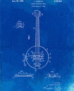 PP242-Faded Blueprint Modern Banjo Patent Poster