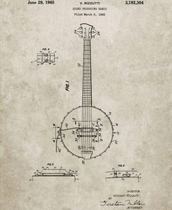 PP242-Sandstone Modern Banjo Patent Poster
