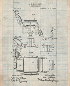 PP244-Antique Grid Parchment Barbers Chair Patent
