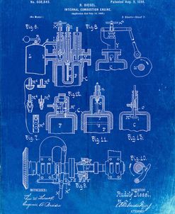 PP257-Faded Blueprint Diesel Engine 1898 Patent Poster