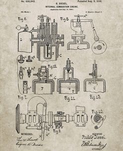 PP257-Sandstone Diesel Engine 1898 Patent Poster