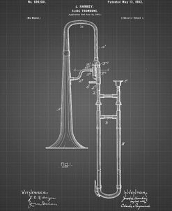 PP261-Black Grid Slide Trombone Patent Poster