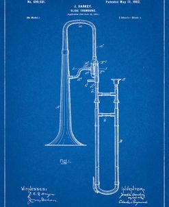 PP261-Blueprint Slide Trombone Patent Poster