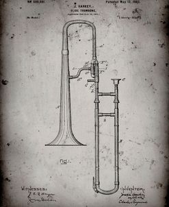 PP261-Faded Grey Slide Trombone Patent Poster