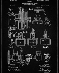 PP257-Vintage Black Diesel Engine 1898 Patent Poster