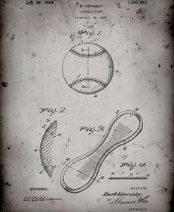 PP271-Faded Grey Vintage Baseball 1924 Patent Poster