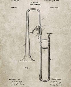 PP261-Sandstone Slide Trombone Patent Poster