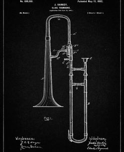 PP261-Vintage Black Slide Trombone Patent Poster