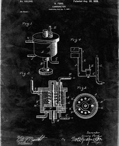 PP273-Black Grunge Ford Carburetor 1898 Patent Poster