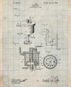 PP273-Antique Grid Parchment Ford Carburetor 1898 Patent Poster