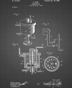 PP273-Black Grid Ford Carburetor 1898 Patent Poster