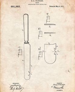 PP278-Vintage Parchment Meat Knife Poster