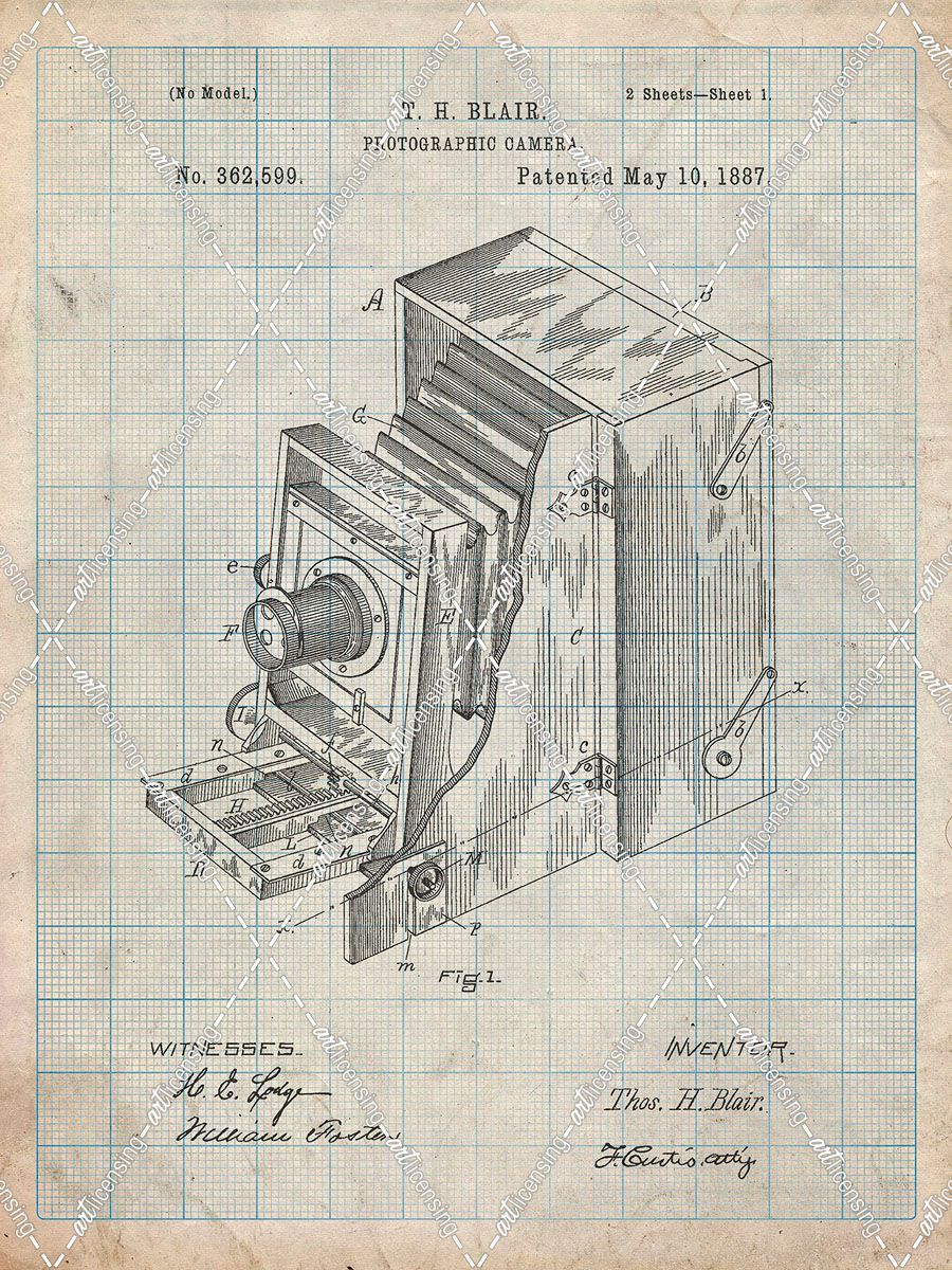 PP301-Antique Grid Parchment Lucidograph Camera Patent Poster