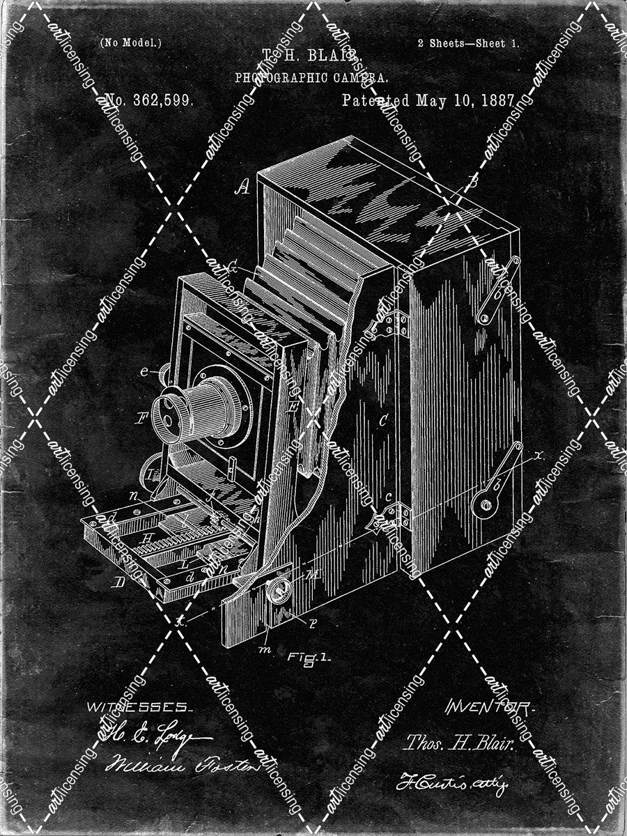 PP301-Black Grunge Lucidograph Camera Patent Poster