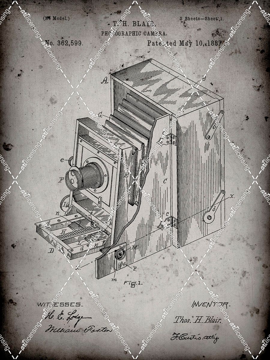 PP301-Faded Grey Lucidograph Camera Patent Poster