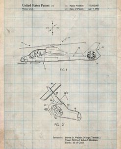 PP302-Antique Grid Parchment Helicopter Tail Rotor Patent Poster