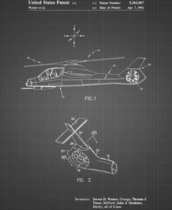 PP302-Black Grid Helicopter Tail Rotor Patent Poster