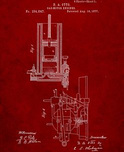 PP304-Burgundy Combustible 4 Cycle Engine Otto 1877 Patent Poster