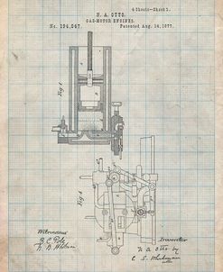 PP304-Antique Grid Parchment Combustible 4 Cycle Engine Otto 1877 Patent Poster