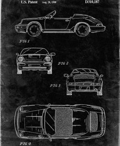 PP305-Black Grunge Porsche 911 Carrera Patent Poster