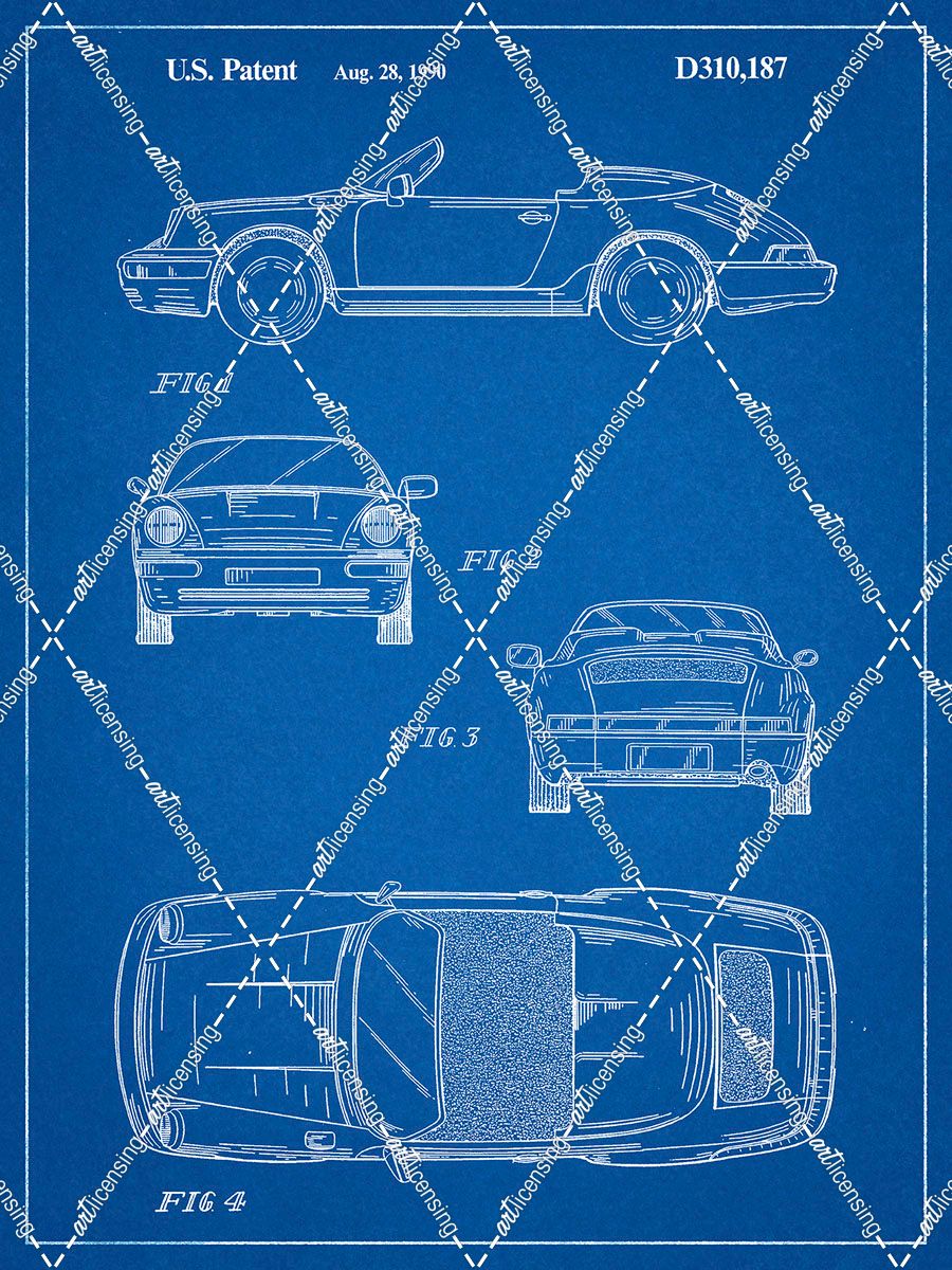 PP305-Blueprint Porsche 911 Carrera Patent Poster